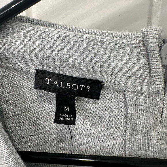 Talbots Gray and White Striped Mockneck Sweater M NWT - Picture 2 of 4